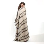 Ritzy Juniper Heavyweight, Unbleached Wool Blanket - Natural Cream and Brown Abstract, 60 x 80 Inches