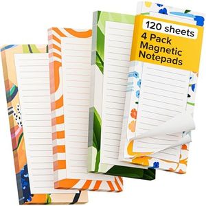 X-bet MAGNET Magnetic Notepads for Refrigerator 4 Pack 30 Sheets, 70g Double gummed Paper with Color Printing