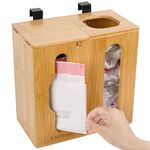 Grocery Bag Holder & Trash Bag Dispenser-2 in 1-Bamboo Plastic Bag Holder with Large Storage Capacity and Wall-Mounted Design, Grocery Plastic Bag Dispenser for Kitchen and Laundry Room Organization