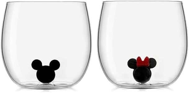JoyJolt Disney Mickey Mouse Icon Stemless Wine Glass Set of 2 Drinking Glasses. 12 oz Tumbler Glass Cups. Colored Glassware. Disney Gifts, Disney Cups, Disney Collectibles for Adults