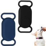 2Pcs Dog Collar Holder for Samsung Smart Tag 2 Case, Silicone Case for Galaxy Smart Tag 2, Dampproof Anti-Lost Protective Case for Samsung Tracker Tags, Anti-Bite Pet Cat Dog Collar (Black/Blue)