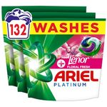 Ariel Platinum PODS®, Washing Liquid Laundry Detergent Capsules, 3 x 44 Washes, +Touch of Lenor Floral Fresh, 7-Day Long-Lasting Freshness