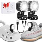 Gorger Croc Lights, 2Pcs Rechargeable Headlights for Croc Shoes IPX6 Waterproof, Led Shoes Lights Charms with 4 Light Modes, Adjustable Light Croc Torch for Kids Adults Camping, Dog Walking