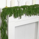 2 Pack Christmas Norfolk Pine Garland - 6 Ft Artificial Pine Greenery Cypress Garland - Faux Natural Touch Garland for Christmas Table Wall Door Decoration