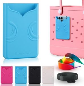 COSHONWOL Silicone Phone Holder for Rubber Beach Bags - Non-Slip Waterproof Phone Case Attachment Accessories, Compatible with Bogg Bags & Simple Modern Totes ​​ Ocean Blue