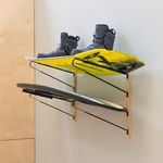 StoreYourBoard Avon Wakeboard Storage Rack, 2 Level Wall Mount Water Ski and Wake Surf Board Organizer, Natural Wood and Solid Steel, Holds 100 lbs