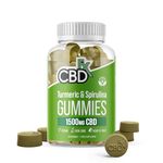 CBDfx 1500mg CBD High Strength Vegan Turmeric and Spirulina Gummies, 25mg Turmeric / 10mg Spirulina / 25mg CBD per Gummy 60x Bottle (30 Days)