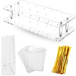 Goabroa Cake Pop Display Stand with 300 PCS Cake Pop Sticks and Wrappers Kit, 21 Holders Clear Acrylic Cake Pop Making Accessories for Weddings Birthday Parties Baby Showers Halloween