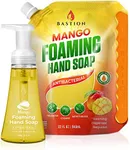 Bastion Foaming Hand Soap Refill Antibacterial Mango Hand Wash - Bundle Includes 10oz Refillable Foaming Pump + 32oz Pouch