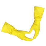 Size Large - 12 Pairs (24 Gloves) 12" Gloves Legend Yellow Flock Lined Latex Household Kitchen Cleaning Dishwashing Rubber Gloves - 18 mil