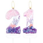 Butterfly Number 21 Candles for Cake, 21st Birthday Butterfly Cake Candles Cake Topper, Girls 21st Birthday Cake Decorations, Purple Pink Butterfly Birthday Candles, Purple Butterfly Cake Decorations