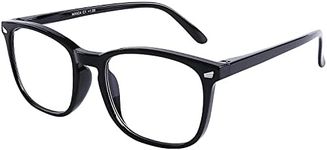 DOOViC Blue Light Blocking Reading Glasses Black/Square Lens Large Frame Computer Readers Glasses for Men/Women +1.5