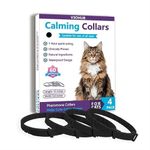 V3OHUB - 4 Pack Cat Calming Collar, Pheromone-Infused Behaviour Support - Clinically Proven Anti-Stress & Anxiety Relief for Cats - Waterproof, Adjustable, Lasting Comfort (Black)