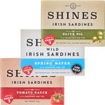 Shines Tinned Irish Sardines in Olive Oil, Tomato Sauce and Spring Water - Pilchards - 3x 106g Cans