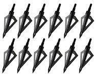 12 Pack 3 Razor Sharp Fixed Blade Arrow Head 100 Grain Archery Broadheads Hunting Arrow Tips For Crossbow And Compound Bow (Black)