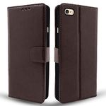 Pikkme Flip Case Leather Finish | Inside TPU with Card Pockets | Wallet Stand and Shock Proof | Magnetic Closing | Complete Protection Flip Cover for iPhone 6 / 6s (Coffee)