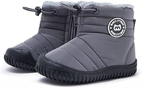 BMCiTYBM Baby Snow Boots Boys Girls Winter Infant Shoes Anti-Slip 6 9 12 18 24 Months Faux Fur Grey Size 18-24 Months Toddler