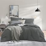 WRENSONGE Charcoal Grey Queen Comforter Set, 7 Pieces Soft Microfiber Comforters Queen Size with Fitted Sheet, Flat Sheet, 2 Pillow Shams, and 2 Pillowcases- Warm Bedding Sets Queen for All Season