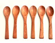 Raja handicraft 6 Small neem Wooden Spoons,4 inch Wooden Demitasse, Honey, DIY Favors, Salt, Jelly, Jam