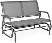 Giantex Swing Glider Chair 48 Inch with Spacious Space, 2 People Swing Lounge Glider Chair Cozy Patio Bench Outdoor & Indoor for Patio, Backyard, Poolside, Lawn Steel Rocking Garden Loveseat (Gray)