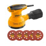 INGCO Rotary Sander, 320W | 125mm Dia of Sanding Pad |12000rpm Corded Sander, Electric Detail Sander With 1pcs Dust Bag, 5pcs Sand Paper