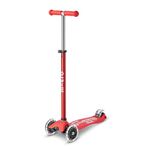 Micro Scooters | Maxi Micro LED Deluxe Children's Scooter | Big Wheels | Handlebar Adjustable | 5-12yrs | Boys & Girls | Red