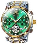 OLEVS Self Winding Watches for Men Automatic Mechanical Tourbillon Stainless Steel Waterproof Luminous Luxury Dress Wrist Watches, Green, Mechanical