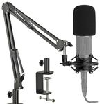 Audio Technica Mic Stand Suspension Scissor Boom Arm with Shock Mount, Pop Filter, Upgraded Heavy Duty Clamp for AT2020 AT2020USB+ AT2035 Condenser Studio Microphone