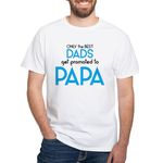 CafePress BEST DADS GET PROMOTED to PAPA T Shirt Men's Traditional Fit White Casual Tshirt