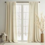 Lazzzy Velvet Curtains 96 Inch Length Ivory Light Filtering Curtains for Living Room Bedroom Thermal Insulate Window Drapes Super Soft Luxury Curtains Back Tab 2 Panels