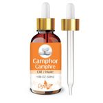 Crysalis Camphor (Cinnamomum Camphora) Oil | Kapoor Oil | Pure & Natural Undiluted Essential Oil For Skincare, Hair Care, Aroma & Massage - 50 ML With Dropper