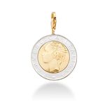 Miabella 18K Gold over Sterling Silver Genuine Italian 500-Lira Coin Medallion Charm Pendant for Bracelet -Necklace Women Men 925 Made in Italy, Metal