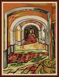 YEESAM ART Cross Stitch Kits Stamped for Adults Beginner Kids, Corridor in The Asylum by Van Gogh 11CT 47×60cm DIY Embroidery Needlework Kit with Patterns Needlepoint Christmas (Corridor)