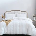 Yundo Duvet Cover Queen Size - Queen Duvet Cover Set, 3 Pieces Tufted Comforter Cover Set and Embroidery Shabby Chic Home Bedding Duvet Covers (White, Queen)