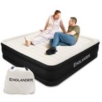 Englander First Ever Microfiber Air Mattress, Microfiber airbed with Built-in Pump, Highest End Blow Up Bed, Inflatable Airbed|Black/Cream Top|California King