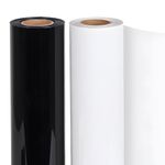 Heat Transfer Vinyl Bundle - Lya Vinyl 2 Rolls 12INCH x 15FT Black & White HTV Iron on Vinyl for Shirts - Compatible with Cameo and Heat Press Machines