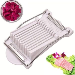 Luncheon Meat Slicer, Boiled Egg Slicer, Banana Watermelon Slicer, Stainless Steel Wire 10-Wire Slicer, Ham, Cheese, Egg, Vegetable, Fruit, Soft Food Cutting Tool (White)