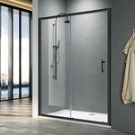 ELEGANT 1200mm Black Sliding Shower Enclosure for Wetroom Cubicle in 6mm Safety Glass Screen Shower Door