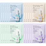 JORUN 20 Pcs Essence Hydrating Sheet Face Mask Set - Korean Sheet Masks Moisturizing,Anti-Aging, Brightening Face Masks Beauty Multipack - Vegan Face Mask Skincare for All Skin Types