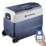AAOBOSI 60L Car Fridge Freezer Dual Zone, Car Refrigerator 3 Way, Camping Freezer -20°C-20°C, with Wireless Connection, Compressor Fridge 12/24V DC and 100-240V AC for Campervan,Travel,RV,Camping,Boat