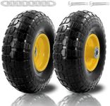 𝙐𝙥𝙜𝙧𝙖𝙙𝙚 10In Solid Rubber Tire Wheels with 5/8" Bearings, 2.17" Offset Hub. 4.10/3.50-4 Flat Free Tires Replacement For Gorilla Carts,Hand Truck,Garden cart, 440lbs Capacity