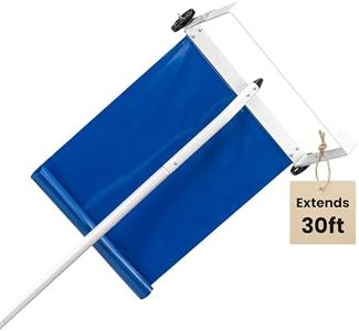 Maplefield 30' Adjustable Roof Snow Rake with Curtain - Great for Clearing Snowy House Roofs - Prevents Ice Build Up - Includes Storage Strap (30ft Length) - Roof Rakes for Snow Removal