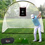 Golf Hitting Practice Nets for Backyard Driving Heavy Duty Men Real Indoor Golf Balls Hitting Pitching Driving Nets for Indoor Outdoor Garage Use Golfing Swing Training Impact Cages with Frame and Net
