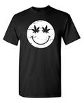 Weed Smile Face Mens 420 Adult Graphic Humor Sarcasm Funny T Shirt, Black, X-Large