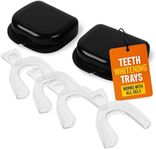 Teeth Whitening Trays Moldable 4-Pc Bleaching Trays for Teeth Whitening with 2 Slim Retainer Cases - Comfortable, Thin Design for Tooth Bleach, Compatible with Opalescence Gel Not Included