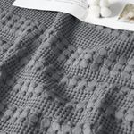 David's Home 100% Cotton Waffle Weave Throw Bed Blanket King Size, Lightweight Breathable Soft Thermal Blanket for Summer, Aesthetics Home Decor for Couch Bed Sofa，Grey，108 * 90"