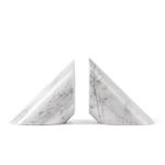 Fox Run 100% Natural Polished Marble Bookends, White, Set of 2, Angled