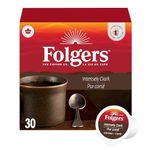 Folgers Intensely Dark Roast Coffee Pods, Single Serve One Cup Pods made with Arabica Beans for Hot or Iced Drinks, 30 Count (Pack of 1)