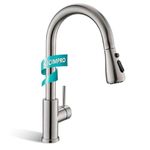 Kicimpro Kitchen Faucet with Pull Down Sprayer Brushed Nickel, High Arc Single Handle Bar Sink Faucet with Water Lines, Commercial Modern rv Stainless Steel, Grifos De Cocina