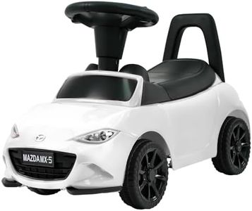 Kids Push Car for Toddlers, Licensed Mazda Toddler Car, Ride on Toy with Horn, Music, Lights, Under Seat Storage- White